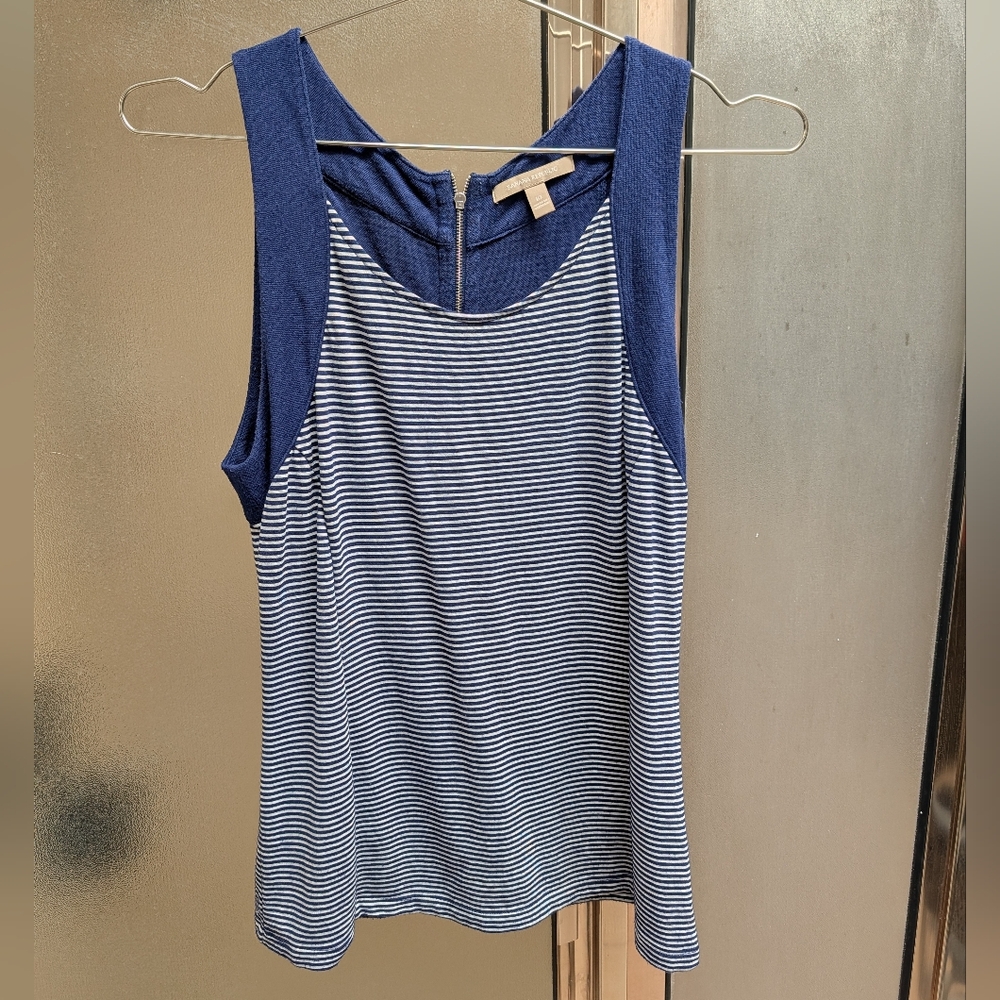 Banana Republic Navy and White Striped Tank Top